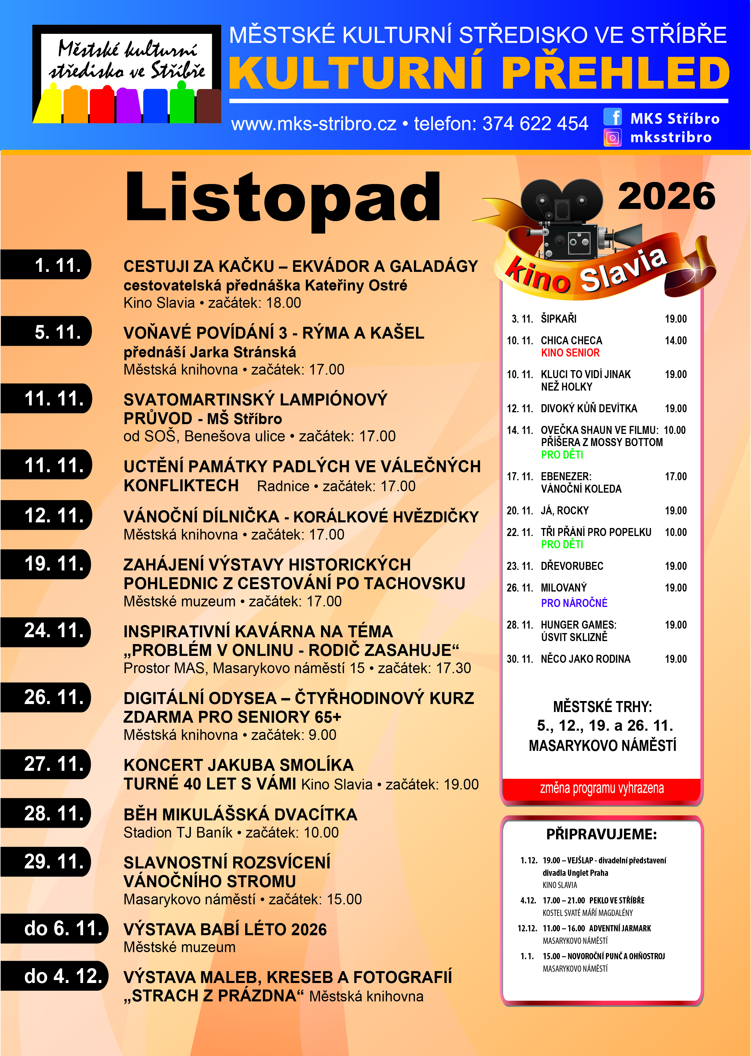 Kulturní přehled LISTOPAD.